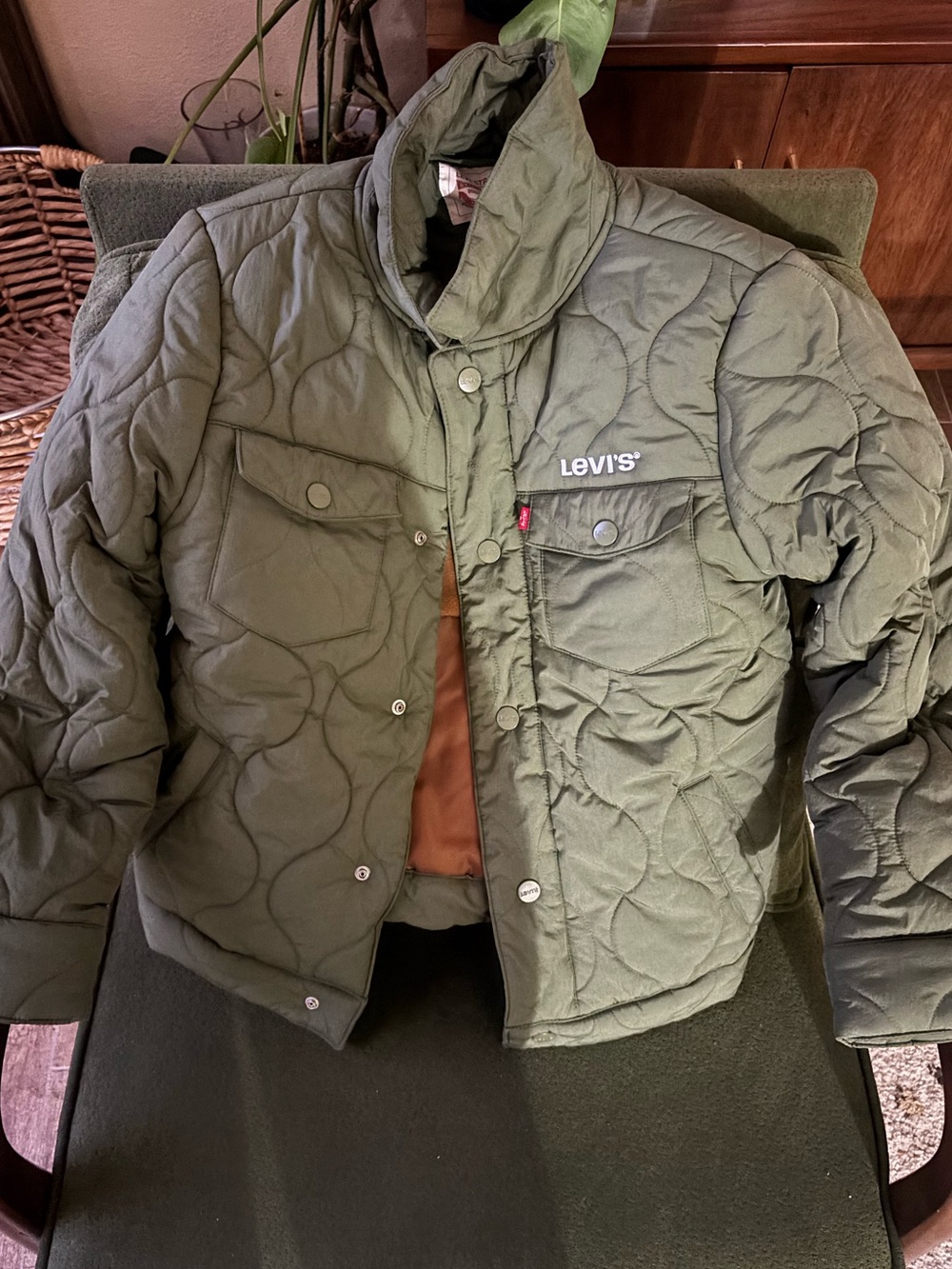 Boy’s Levi's Olive Green Quilted Snap-Front Jacket
